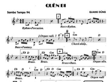 Quên Đi sheet nhạc đệm