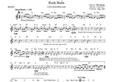 Rock Buồn sheet nhạc đệm