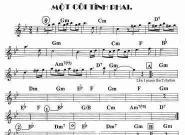 Một Cõi Tình Phai sheet nhạc đệm