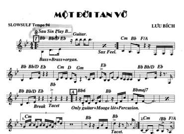 Một Đời Tan Vỡ sheet nhạc đệm