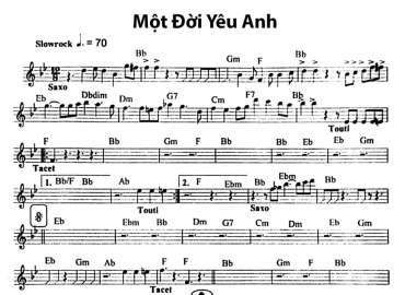 Một Đời Yêu Anh sheet nhạc đệm