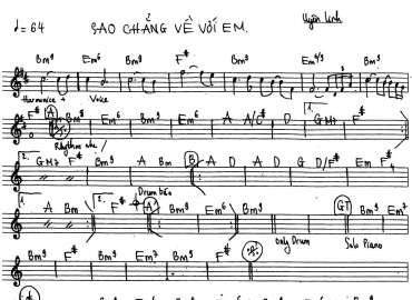 Sao Chẳng Về Với Em sheet nhạc đệm