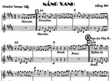 Nắng Xanh sheet nhạc đệm