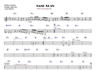 Nắng Xuân sheet nhạc đệm