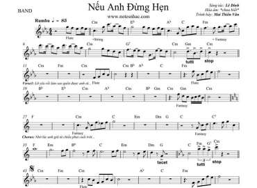Nếu Anh Đừng Hẹn sheet nhạc đệm