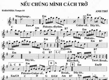 Nếu Chúng Mình Cách Trở sheet nhạc đệm