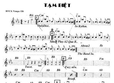 Tạm Biệt sheet nhạc đệm