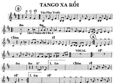 Tango Xa Rồi sheet nhạc đệm