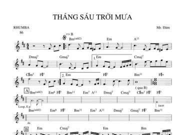 Tháng Sáu Trời Mưa sheet nhạc band đệm