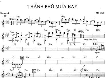 Thành Phố Mưa Bay sheet nhạc đệm