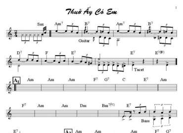 Thưở Ấy Có Em 3 sheet nhạc đệm
