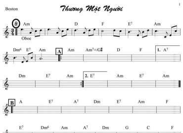 Thương Một Người sheet nhạc đệm