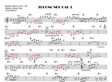 Thương Nhớ Cậu Hai sheet nhạc đệm