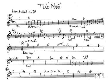 Tiếc Nuối sheet nhạc đệm