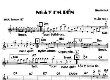 Ngày Em Đến sheet nhạc đệm