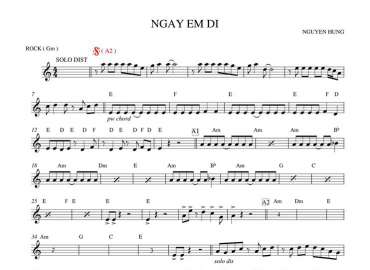 Ngày Em Đi sheet nhạc đệm