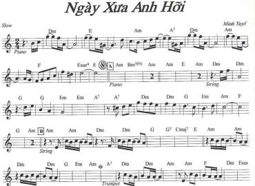 Ngày Xưa Anh Hỡi sheet nhạc đệm
