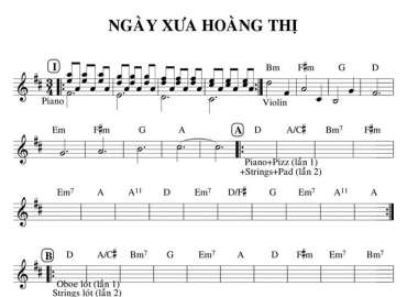 Ngày Xưa Hoàng Thị sheet nhạc đệm