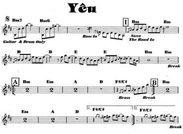 Yêu 3 sheet nhạc đệm