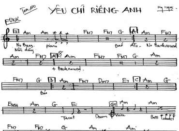 Yêu Chỉ Riêng Anh sheet nhạc đệm