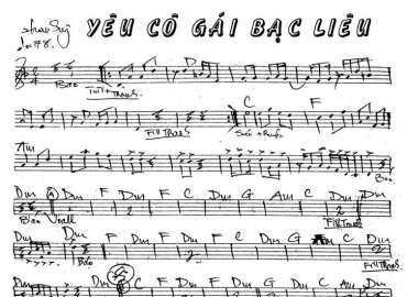 Yêu Cô Gái Bạc Liêu sheet nhạc đệm