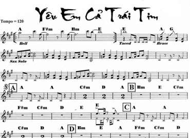 Yêu Em Bằng Cả Trái Tim 2 sheet nhạc đệm