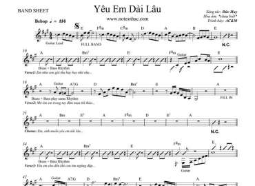 Yêu Em Dài Lâu sheet nhạc đệm