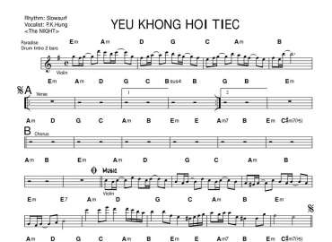 Yêu Không Hối Tiếc sheet nhạc đệm