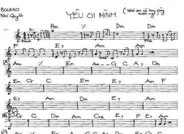 Yêu Một Mình sheet nhạc đệm