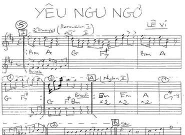 Yêu Ngu Ngơ sheet nhạc đệm