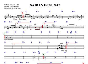 Xa Muôn Trùng Mây sheet nhạc đệm
