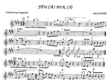 Yêu Cái Đèn Cù sheet nhạc đệm