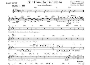 Xin Cám Ơn Tình Nhân sheet nhạc đệm