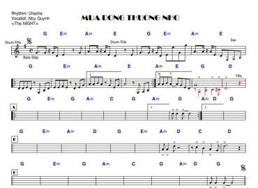 Mùa Đông Thương Nhớ sheet nhạc đệm