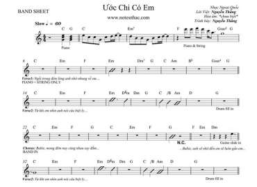Ước Chi Có Em sheet nhạc đệm