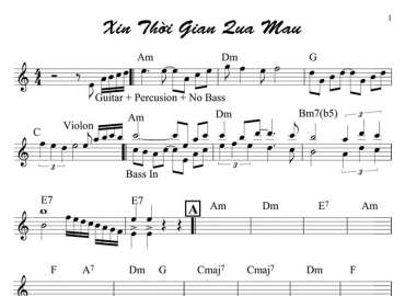 Xin Thời Gian Qua Mau sheet nhạc đệm