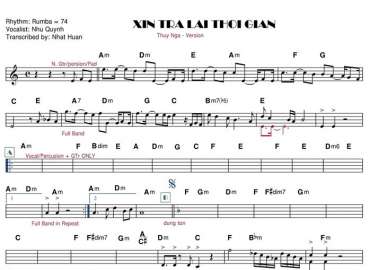 Xin Trả Lại Thời Gian sheet nhạc đệm