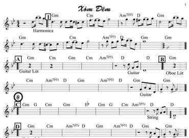 Xóm Đêm sheet nhạc đệm