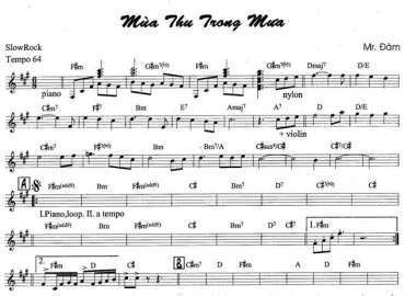Mùa Thu Trong Mưa sheet nhạc đệm