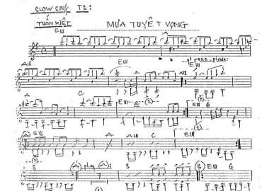Mưa Tuyệt Vọng sheet nhạc đệm