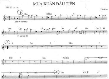 Mùa Xuân Đầu Tiên sheet nhạc đệm