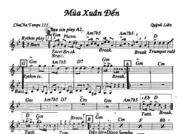 Mùa Xuân Đến sheet nhạc đệm