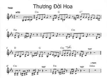 Thương Đời Hoa sheet nhạc đệm