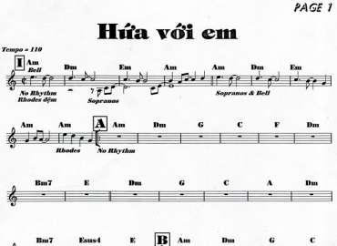Hứa Với Em sheet nhạc đệm
