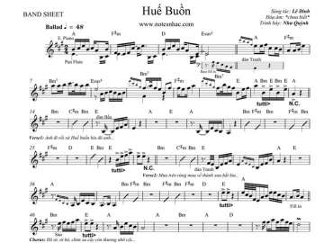 Huế Buồn sheet nhạc đệm