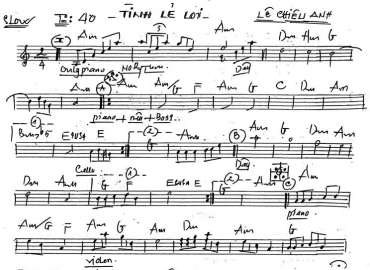 Tình Lẻ Loi sheet nhạc đệm