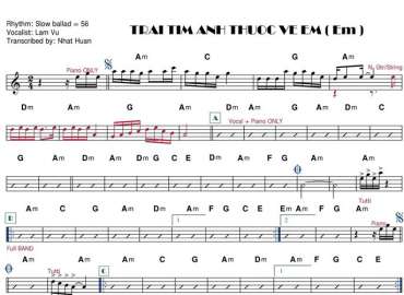 Trái Tim Anh Thuộc Về Em sheet nhạc đệm