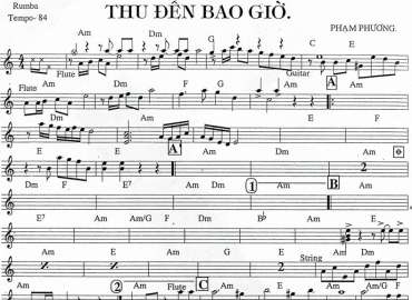 Thu Đến Bao Giờ sheet nhạc đệm