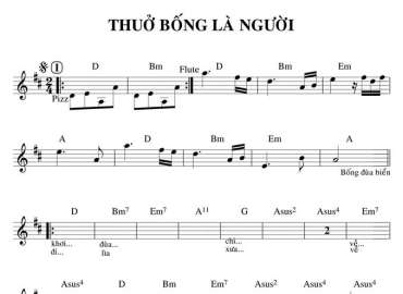 Thuở Bống Là Người sheet nhạc đệm