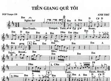 Tiền Giang Quê Hương sheet nhạc đệm